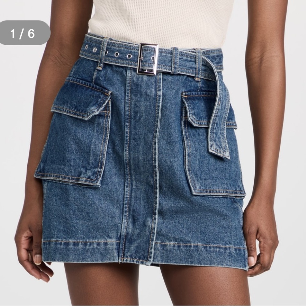 Pixie Market Blue Denim Belted Skirt
